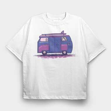 Camper Van Purple, Tricou Oversize Barbati (Unisex)