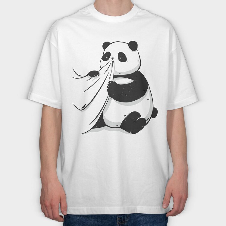 Panda Bear Animal Eating Shirt Cute, Tricou Oversize Barbati (Unisex)