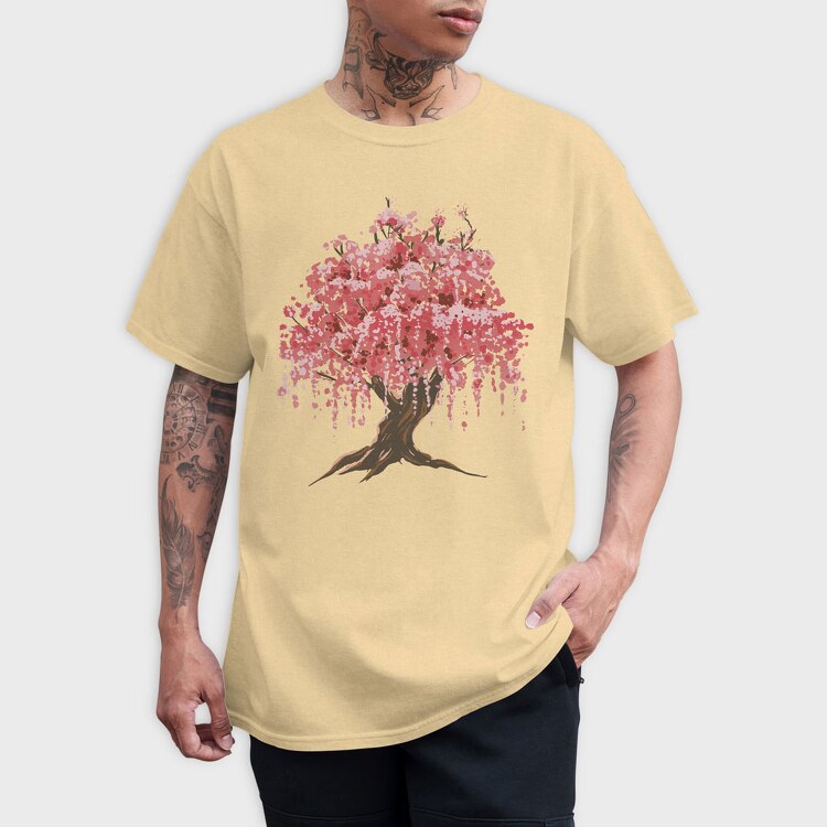 Sakura Tree Watercolor, Tricou Barbati (Unisex)
