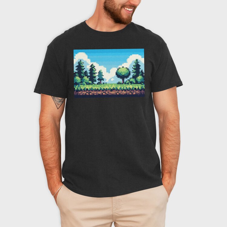 Pixel Art Landscape, Tricou Barbati (Unisex)