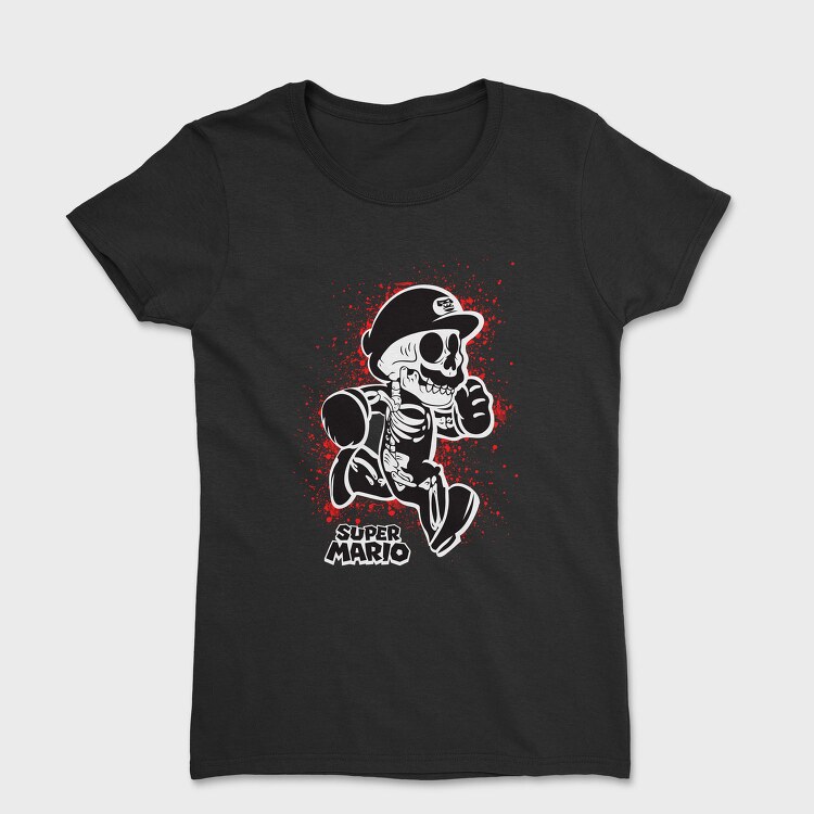 Super Mario Skeleton Blood Splatter, Tricou Femei