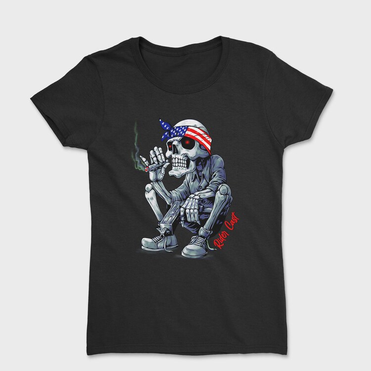 Skeleton Smoker Flag Eyes Rider Cast, Tricou Femei
