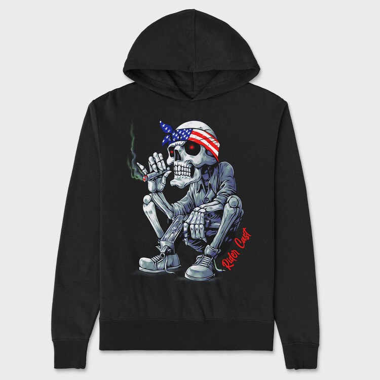 Skeleton Smoker Flag Eyes Rider Cast, Hanorac Oversize Barbati (Unisex)