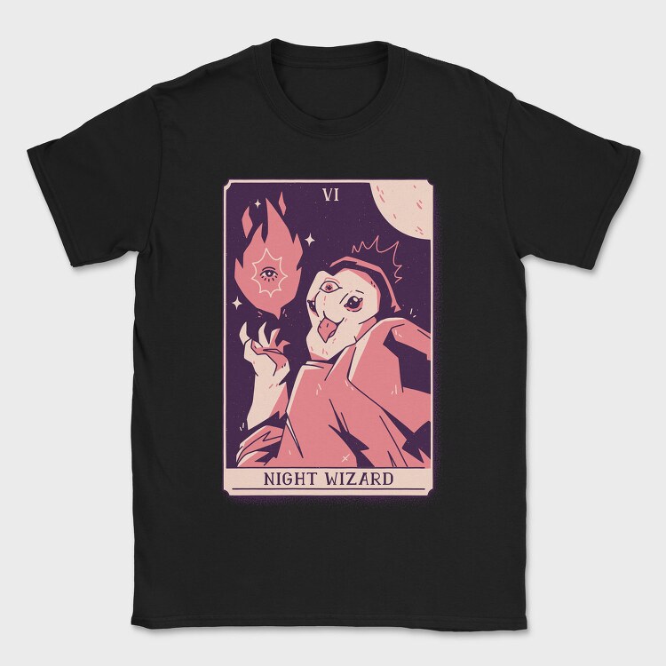 Owl Wizard Mystical Tarot Card Night Wizard 06, Tricou Barbati (Unisex)