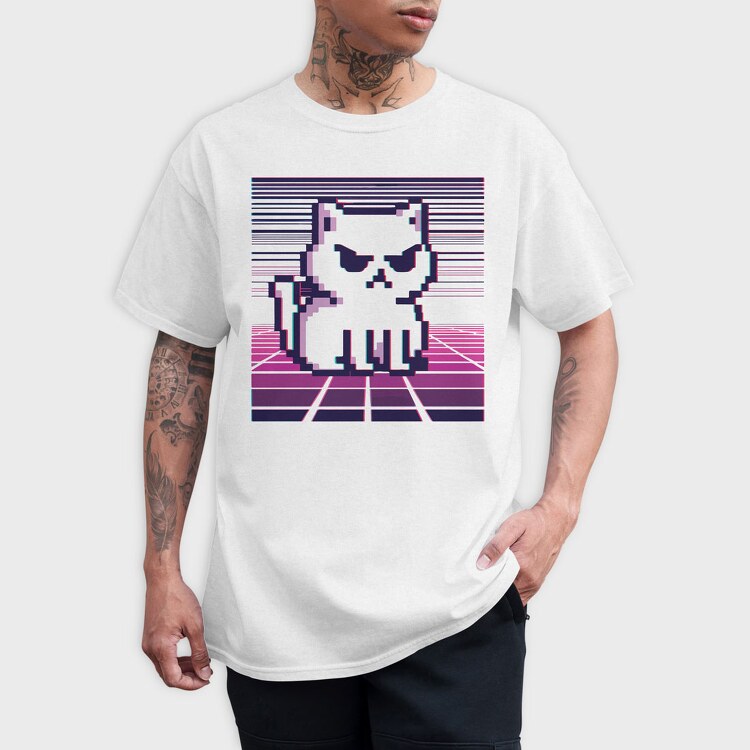 Pixel White Cat, Tricou Barbati (Unisex)