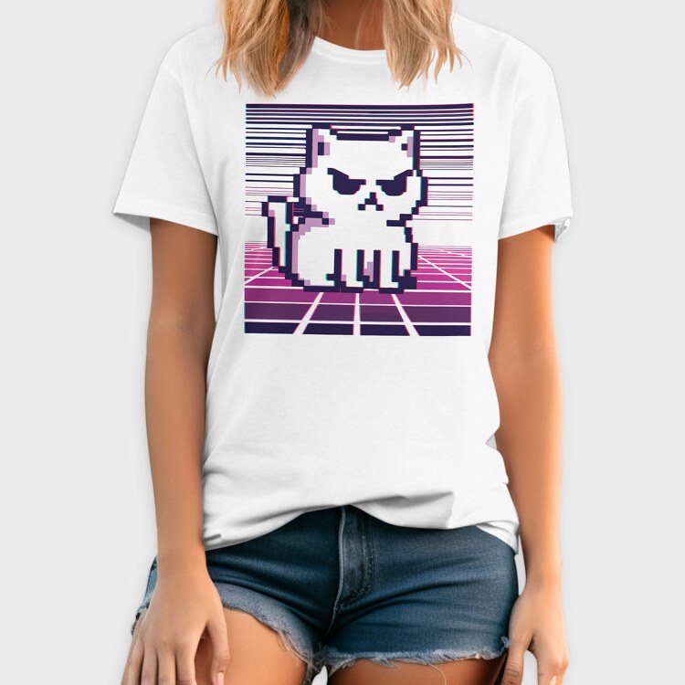 Pixel White Cat, Tricou Barbati (Unisex)