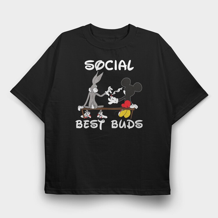Mickey Bugs Bunny Banana Smoke Urban Art, Tricou Oversize Barbati (Unisex)