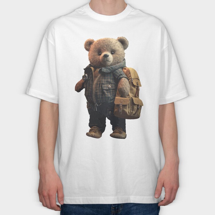 Teddy With Backpak, Tricou Oversize Barbati (Unisex)