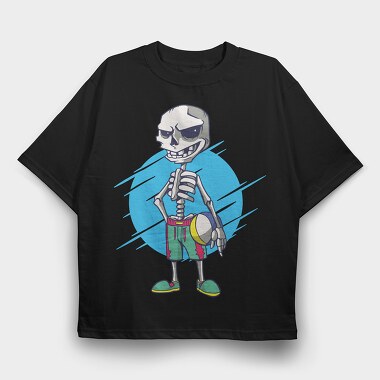 Beach Volley Skull, Tricou Oversize Barbati (Unisex)