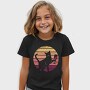 Cat With a Glass of Wine Retro Sunset, Tricou Copii