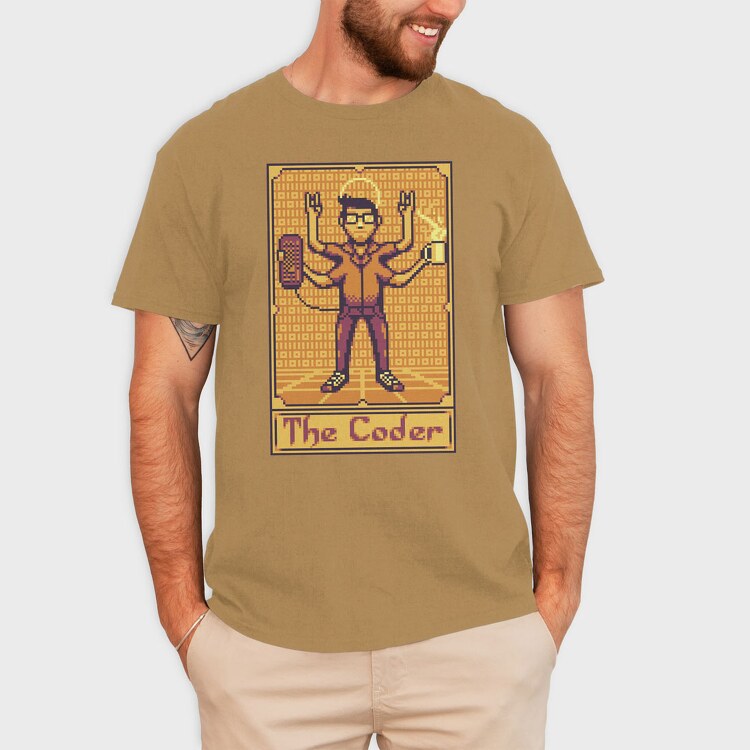 Pixelart Tarot Card the Coder, Tricou Barbati (Unisex)