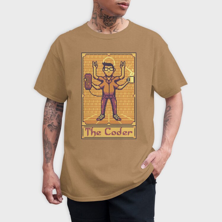 Pixelart Tarot Card the Coder, Tricou Barbati (Unisex)