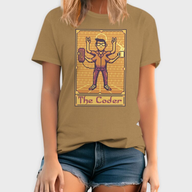 Pixelart Tarot Card the Coder, Tricou Barbati (Unisex)
