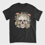 Skull With Mushrooms and Flowers, Tricou Barbati (Unisex)