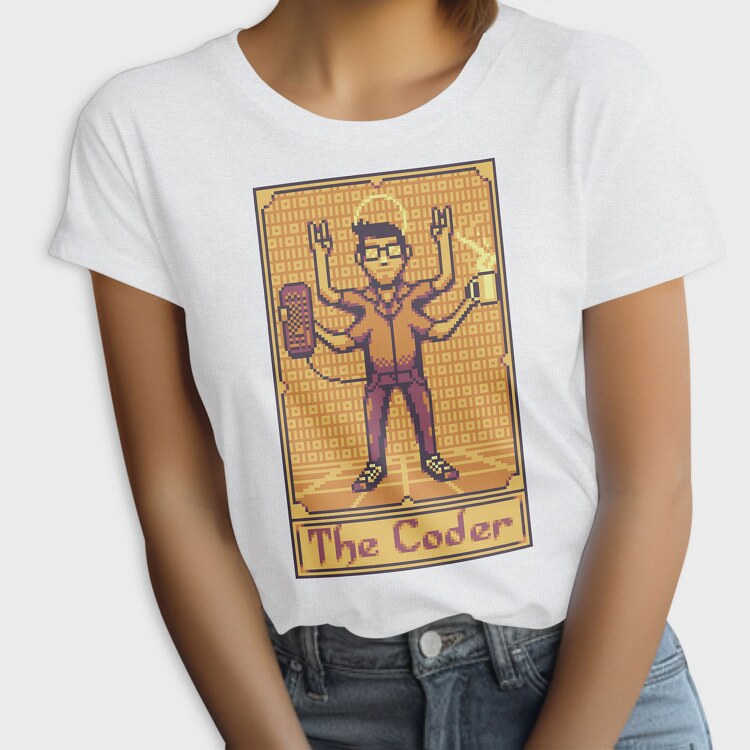 Pixelart Tarot Card the Coder, Tricou Femei