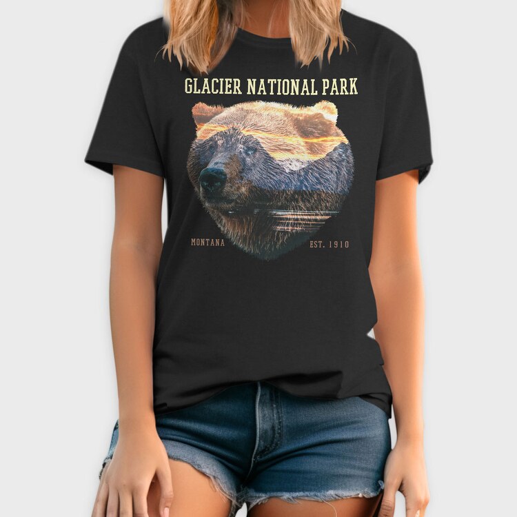 Glacier National Park Bear Lanscape, Tricou Barbati (Unisex)
