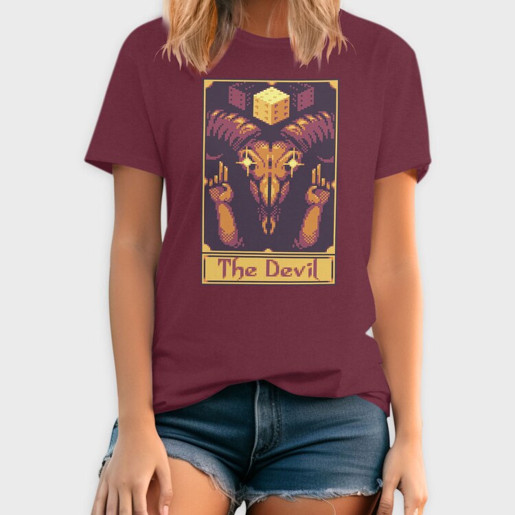 Pixelart Tarot Card the Devil, Tricou Barbati (Unisex)