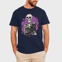 Skeleton Cuddling With a Black Cat, Tricou Barbati (Unisex)