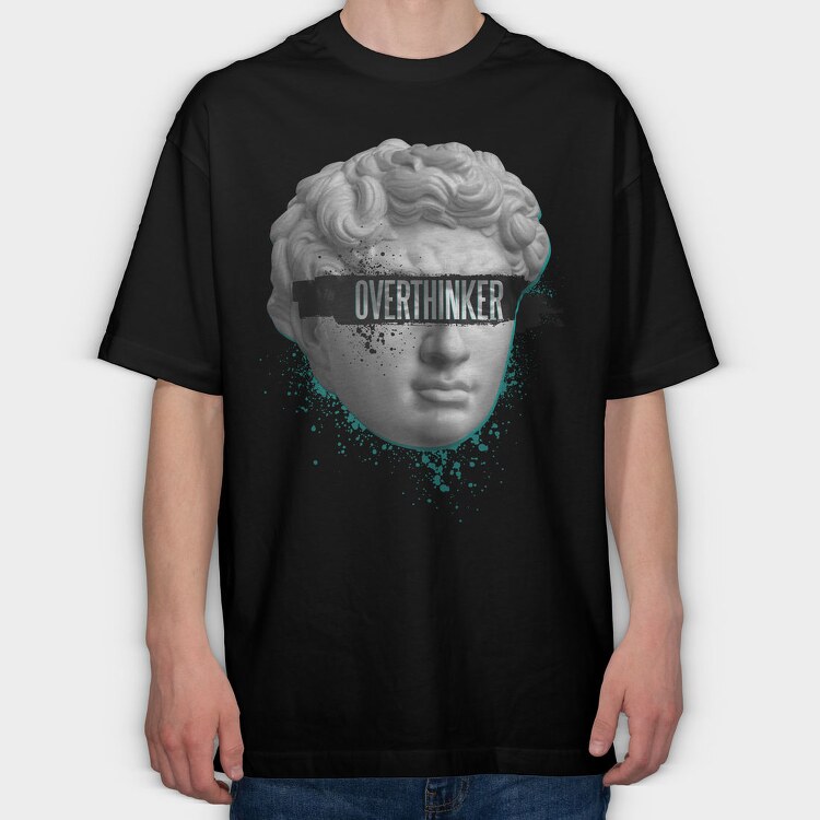 Overthinker Statue Head, Tricou Oversize Barbati (Unisex)