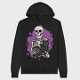 Skeleton Cuddling With a Black Cat, Hanorac Oversize Barbati (Unisex)