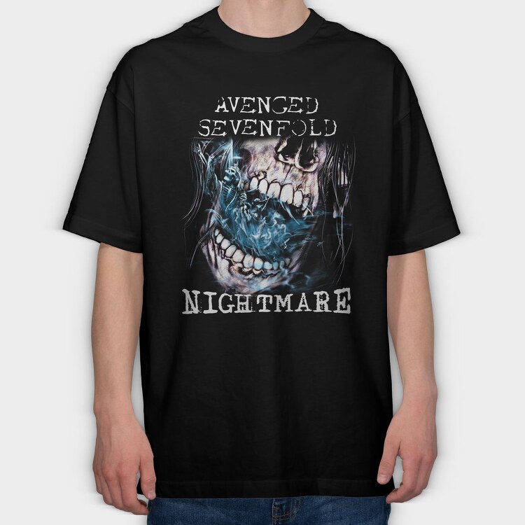 Avenged Sevenfold Skull Flames Eyes 2, Tricou Oversize Barbati (Unisex)