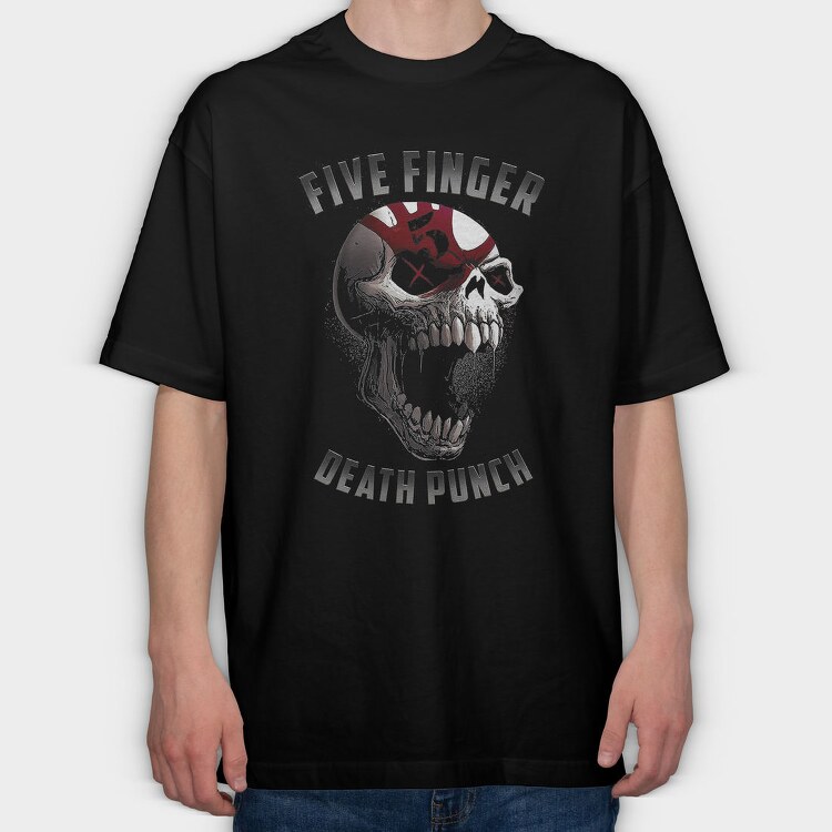 Five Finger Death Punch Skull Crosses Eyes, Tricou Oversize Barbati (Unisex)