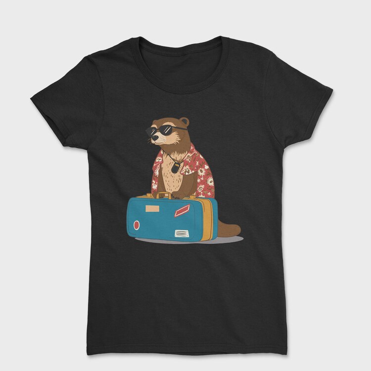 Otter Animal On Vacation Travel, Tricou Femei