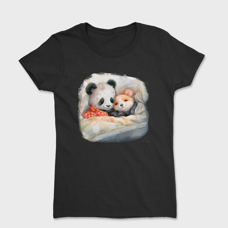 Panda And Mouse Cuddle Mice Hug, Tricou Femei