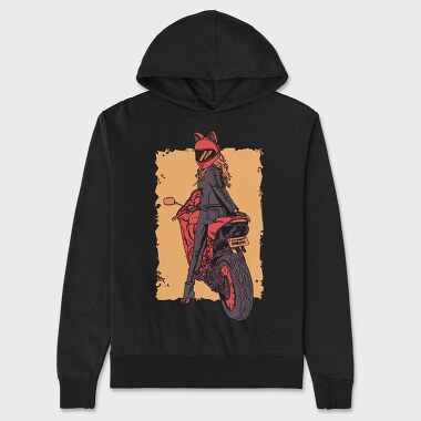 Cat Woman Motorbike, Hanorac Oversize Barbati (Unisex)
