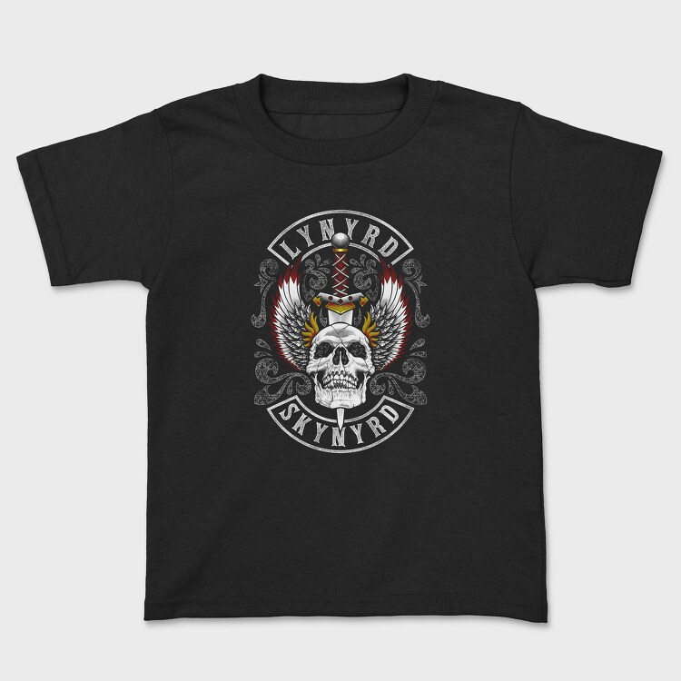 Lynnyrd Skynyrd Flames Flag Skull 2, Tricou Copii