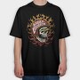 Harley Davidson Flaming Skull, Tricou Oversize Barbati (Unisex)
