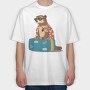 Otter Animal On Vacation Travel, Tricou Oversize Barbati (Unisex)