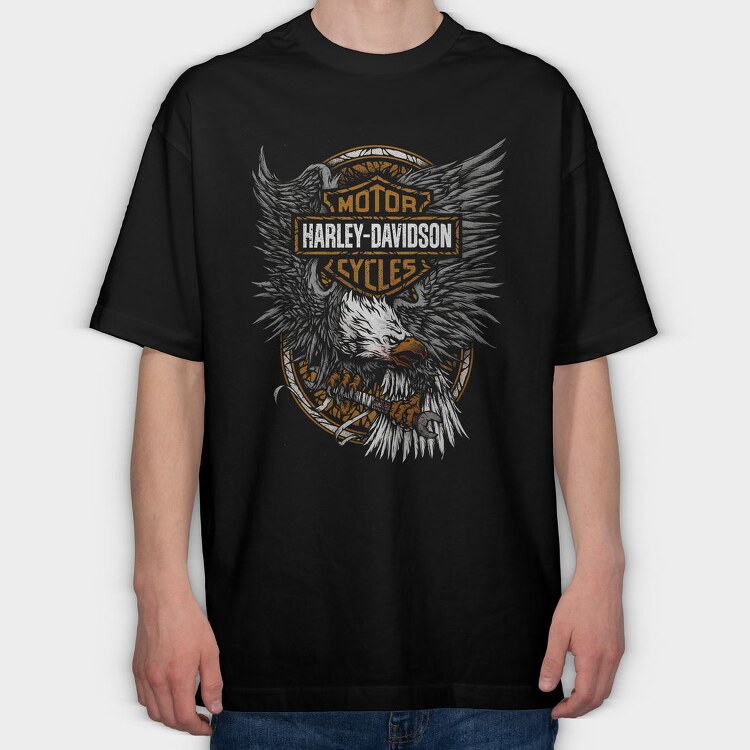 Harley Eagle Cycles Flag, Tricou Oversize Barbati (Unisex)