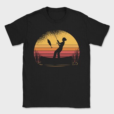 Woman Fishing Sunset, Tricou Barbati (Unisex)