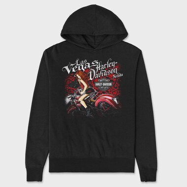 Vegas Harley Biker Girl Ride, Hanorac Oversize Barbati (Unisex)