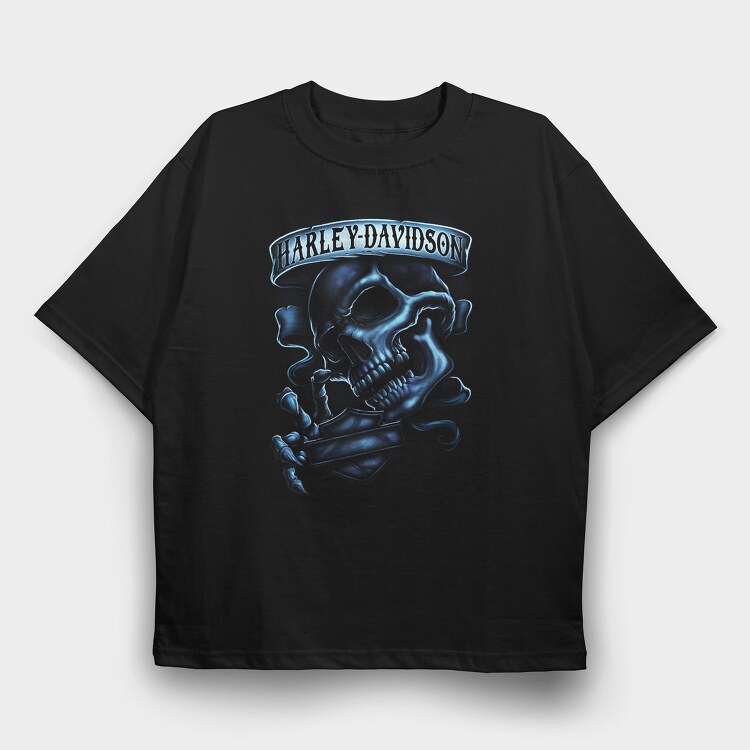 Harley Skull Biker Flag, Tricou Oversize Barbati (Unisex)