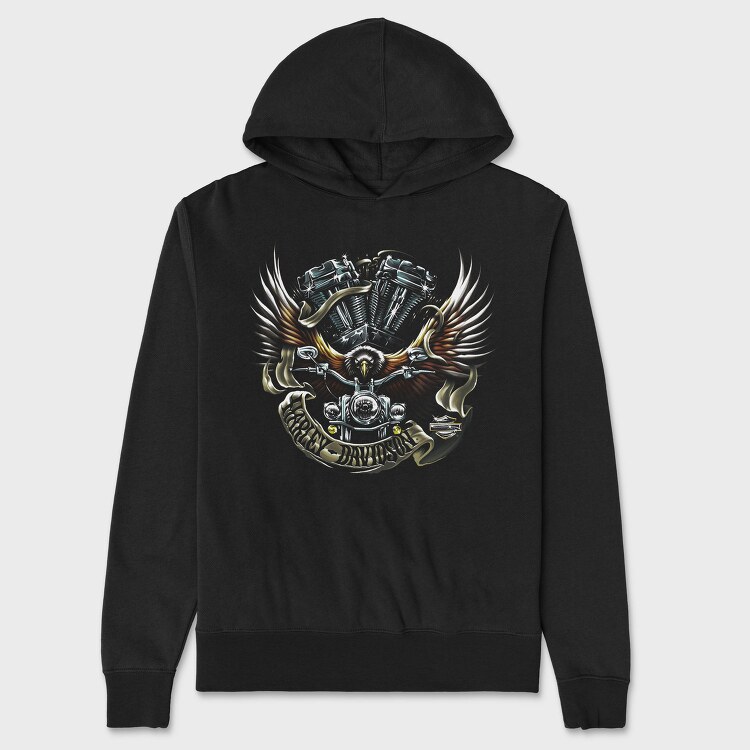 Harley Eagle Biker Flag 2, Hanorac Oversize Barbati (Unisex)