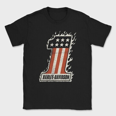 Harley Davidson Flames Stars Flag, Tricou Barbati (Unisex)