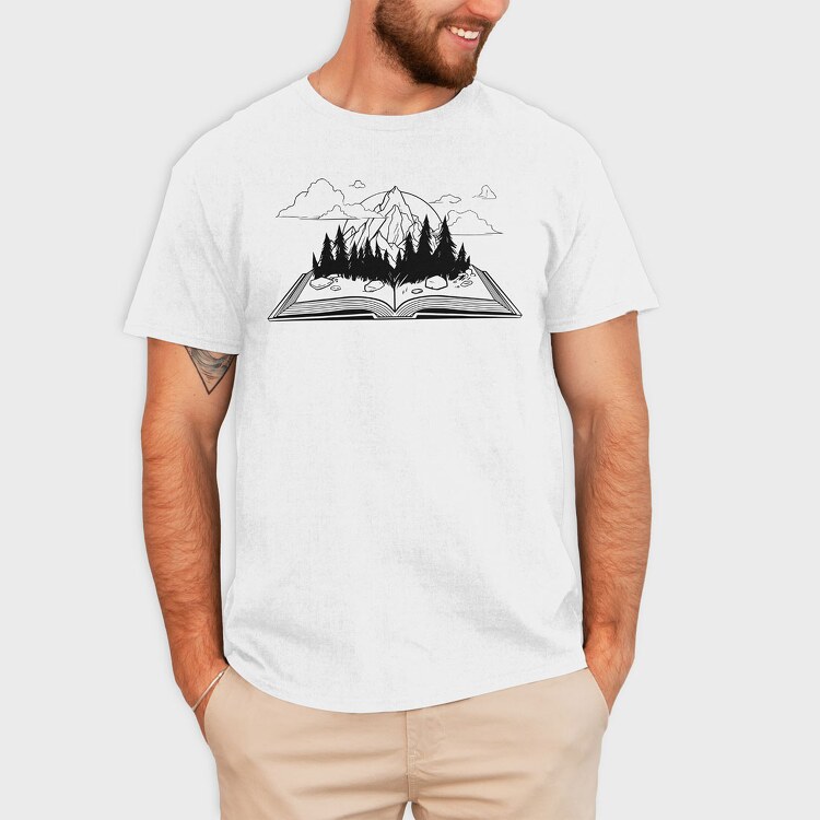Mountain Book Landscape, Tricou Barbati (Unisex)