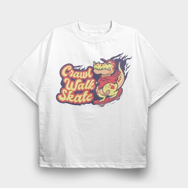 Skating Dino, Tricou Oversize Barbati (Unisex)