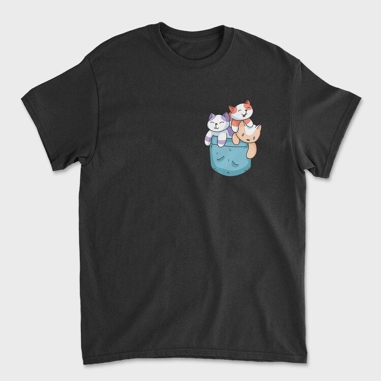 Colored Cats Pocket, Tricou Barbati (Unisex)