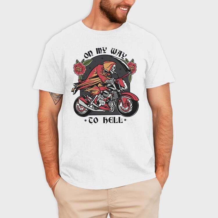 On My Way to Hell Death Bike, Tricou Barbati (Unisex)