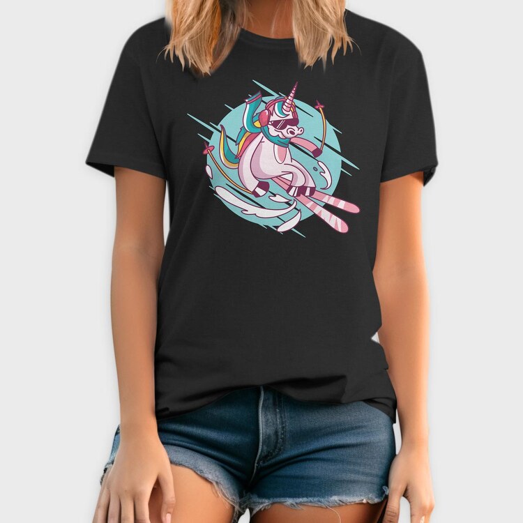 Skiing Unicorn, Tricou Barbati (Unisex)