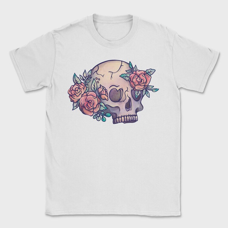 Pastel Floral Colorful Skull Flowers, Tricou Barbati (Unisex)