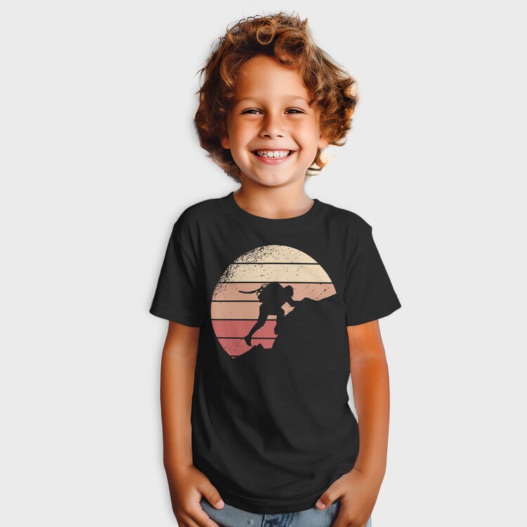 Mountain Climbing Retro Sunset, Tricou Copii