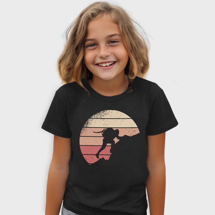 Mountain Climbing Retro Sunset, Tricou Copii