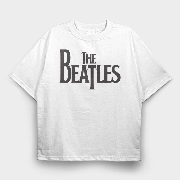 THE BEATLES Logo Name Art, Tricou Oversize Barbati (Unisex)