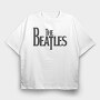 THE BEATLES Logo Name Art, Tricou Oversize Barbati (Unisex)