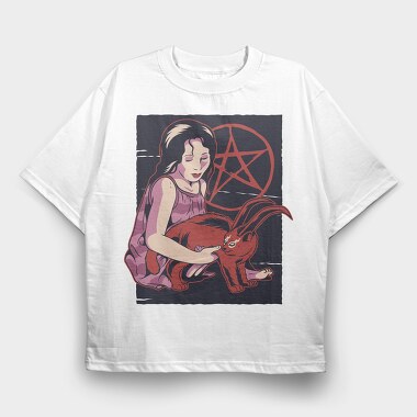 Demon Cat, Tricou Oversize Barbati (Unisex)