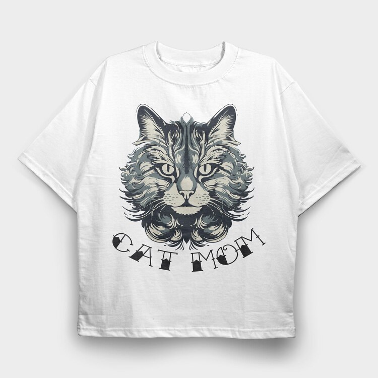 Detailed Cat Mom, Tricou Oversize Barbati (Unisex)